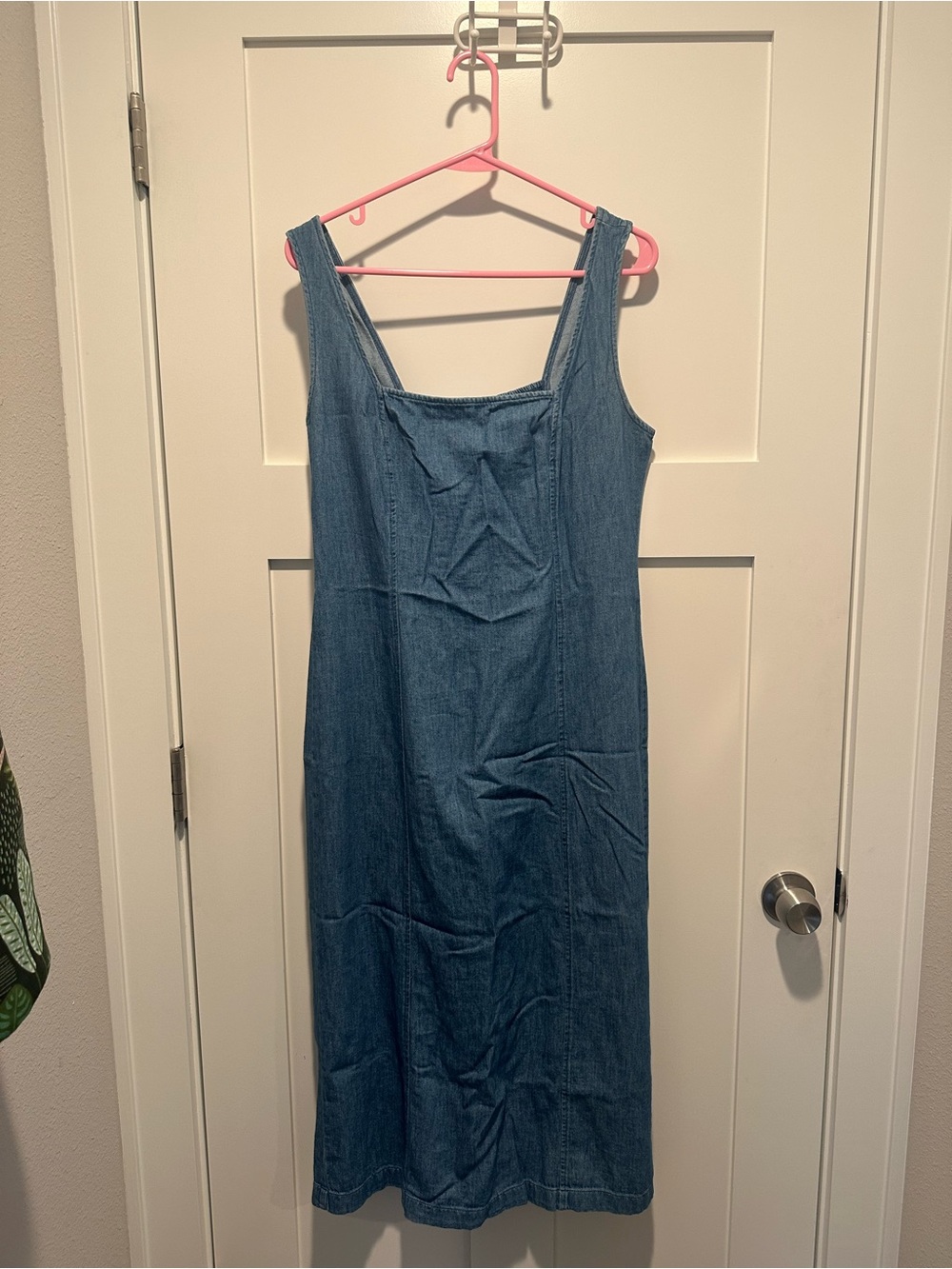 Old Navy Blue Denim Midi Dress with Wide Straps
